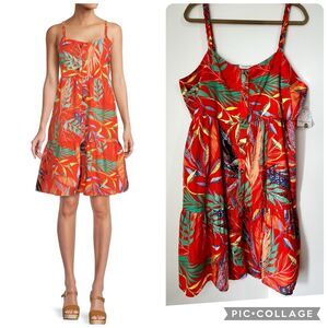 Beach Lunch Lounge NEW Jadin Orange Tropical Floral Dress XXL